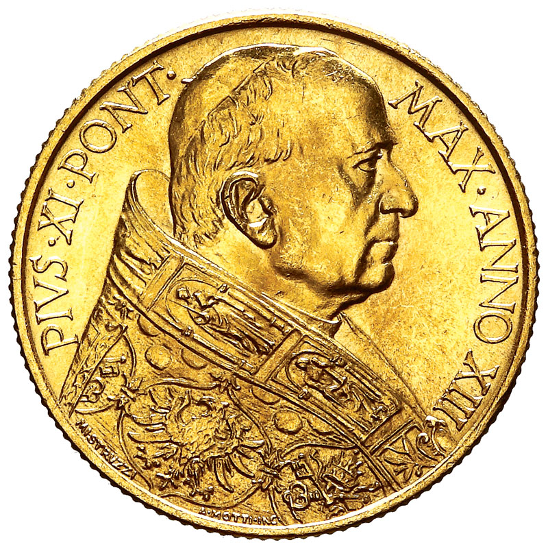CITTA' DEL VATICANO Pio IX 100 Lire 1934 Roma Oro 8,8g. Gig.6 qFDC RARA
